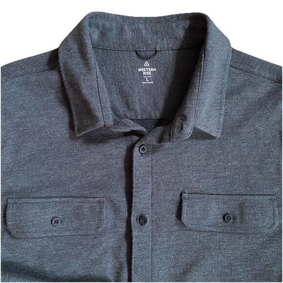 Western Rise Transit Knit Button Up Overshirt Shirt Jacket Large Gray Charcoal - Picture 1 of 7